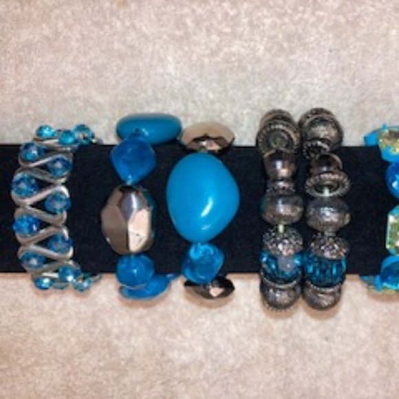 Bracelet Bundle - Assorted Variety of Four (4) Blue Stretch Bracelets - Picture 3 of 8